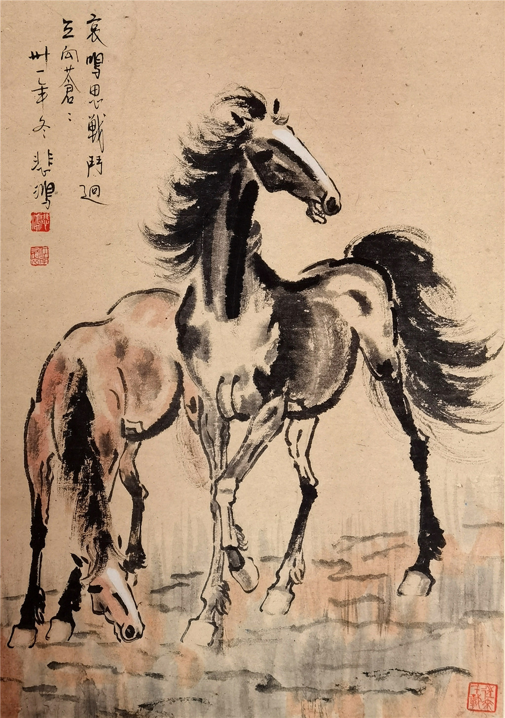 徐悲鸿   双马图